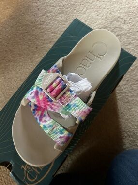 Chaco Tie-Dye Multicolor Buckle Slide Sandal